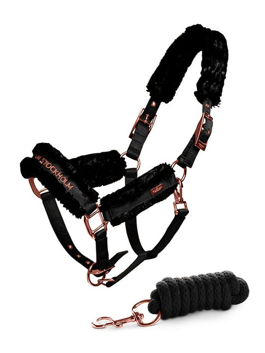 Fur cabezada de cuadra & ramal Equestrian Stockholm Fur cabezada de cuadra & ramal Dark Sky para equitación