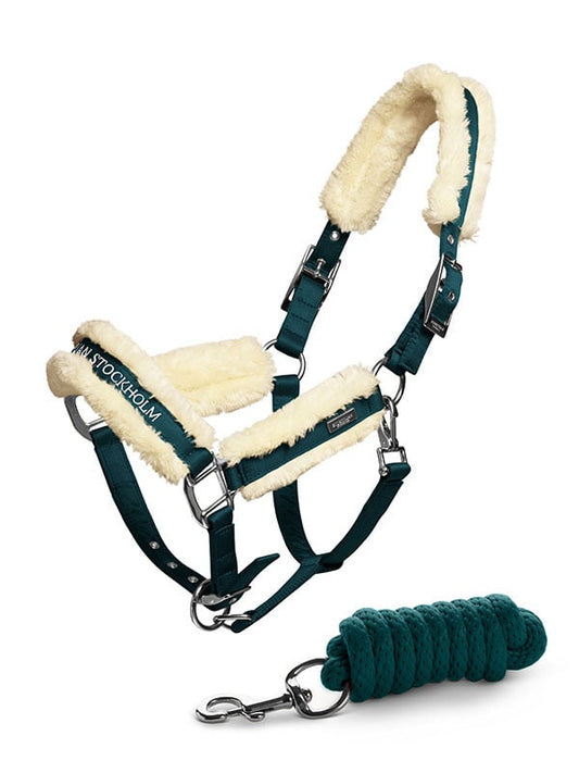 Fur cabezada de cuadra & ramal Equestrian Stockholm Fur cabezada de cuadra & ramal Emerald para equitación
