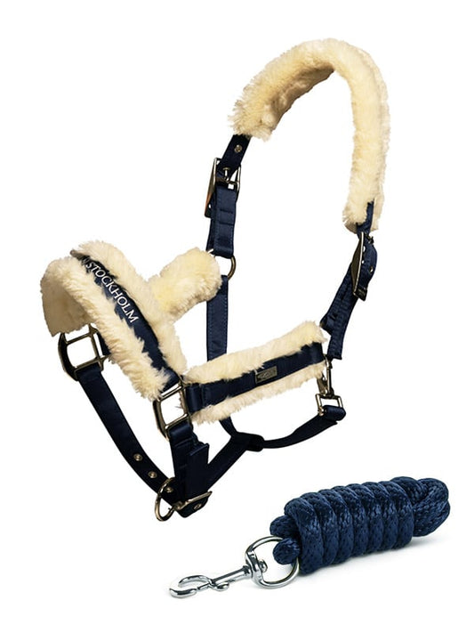 Fur cabezada de cuadra & ramal Equestrian Stockholm Fur cabezada de cuadra & ramal Navy para equitación