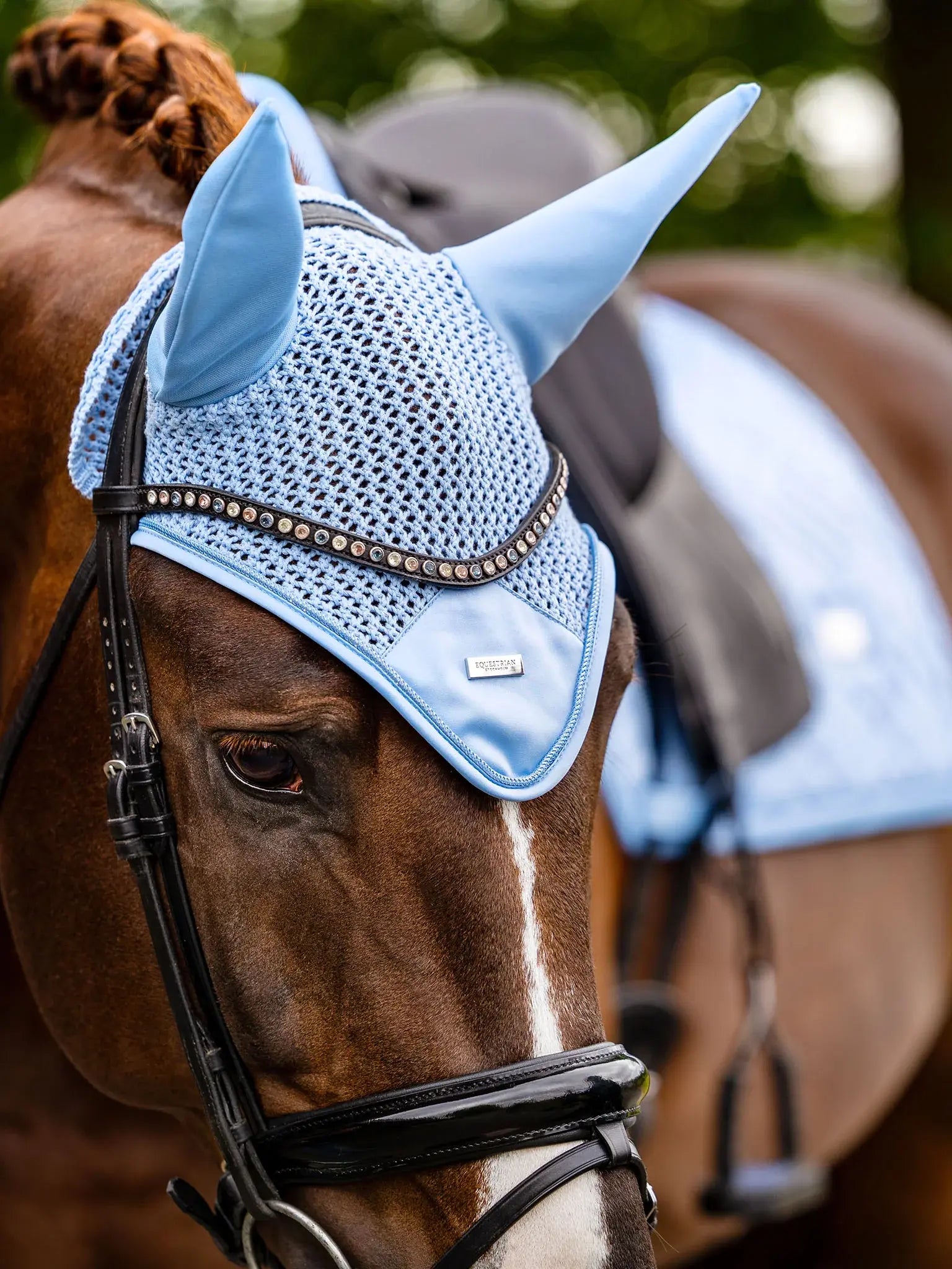 Orejeras Midsummer Blue Equestrian Stockholm detalle