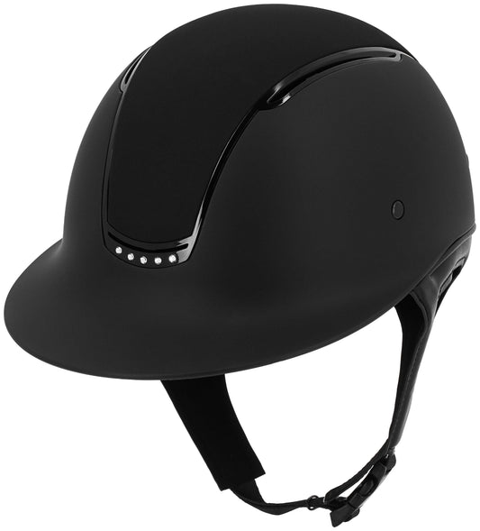 Inserto negro brillante con 5 strass, parte superior en tejido negro -
