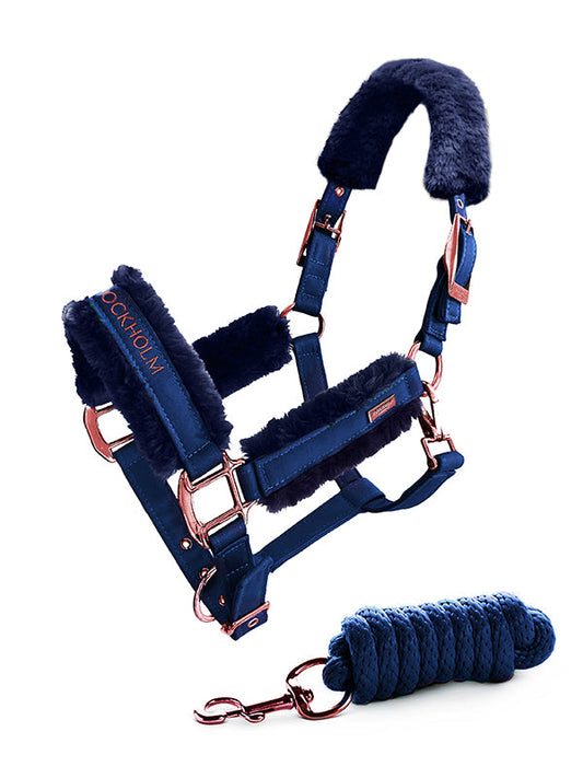 Fur cabezada de cuadra & ramal Equestrian Stockholm Fur cabezada de cuadra & ramal Monaco Blue para equitación