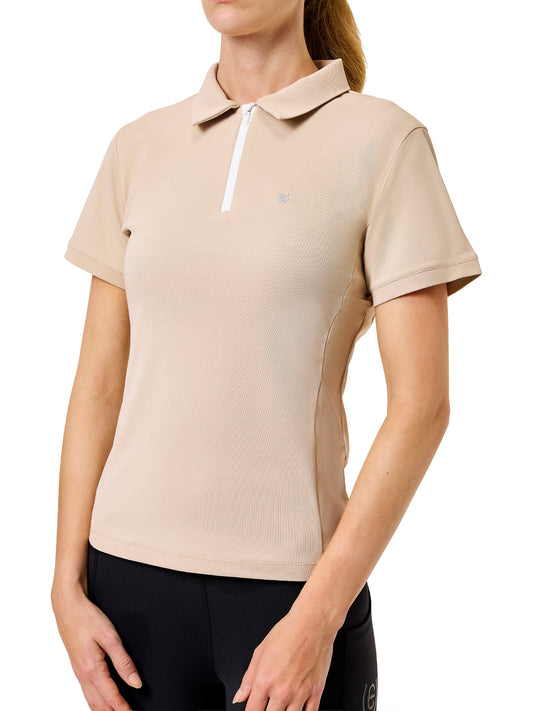 Equestrian Stockholm Polo Shirt Zip Sand para equitación