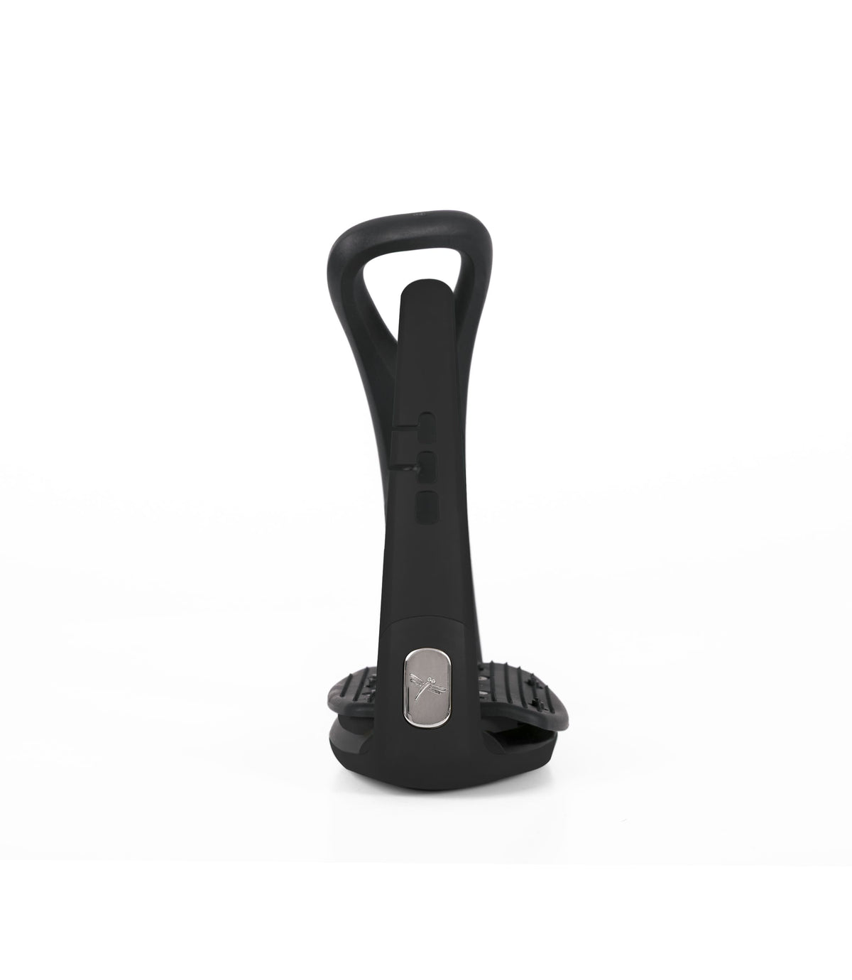 Estribos Freejump Soft'Up Pro en negro, vista frontal con la rama única y los tacos metálicos
