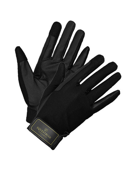 Riding Summer Gloves Equestrian Stockholm Riding Summer Gloves Black Gold vista principal