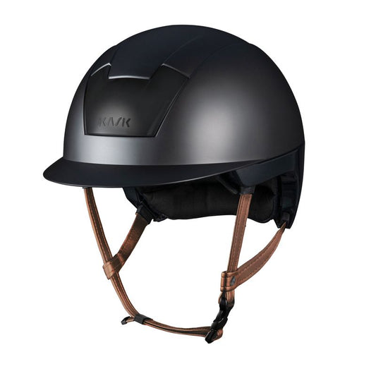 Cascos Helmets Kask Riding Helmet Kooki con Brown Chin Strap para equitación